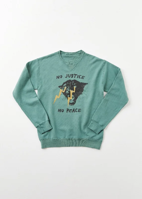Women's Blouse with Notched CollarNo Justice No Peace Crewneck
