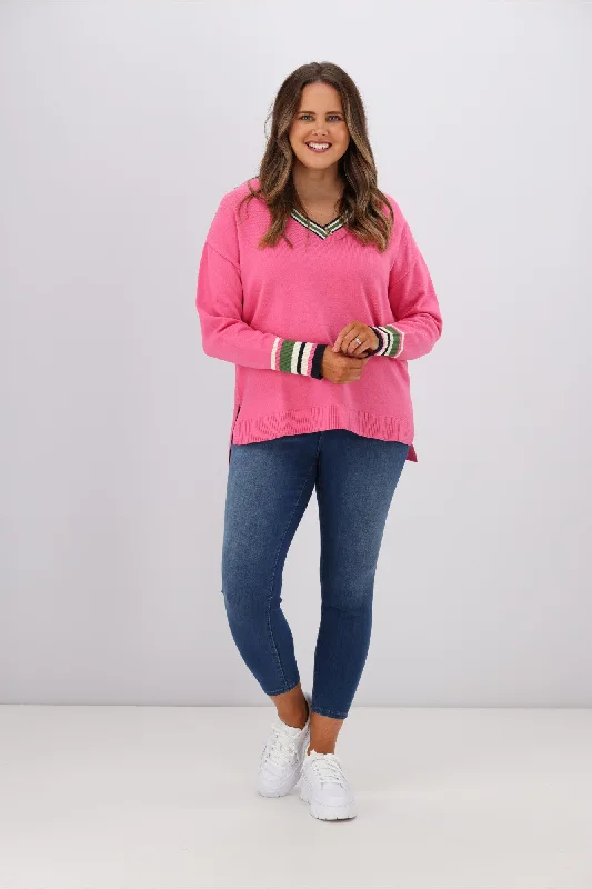 Women's Blouse with U-Shaped CollarElm Phoenix Knit Shocking Pink