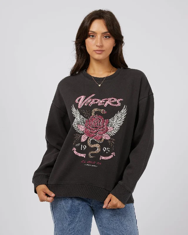 Women's Blouse with High CollarAll About Eve Viper Standard Crew Washed Black