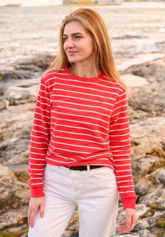 Women's Blouse with Square CollarSeaside Jersey - Poppy Stripe