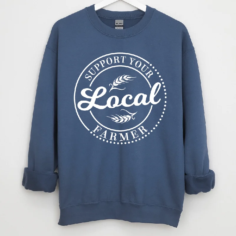 Women's Blouse with Sweetheart CollarSupport Your Local Farmer WHITE INK Crewneck (S-3XL) - Multiple Colors! Women's Blouse with Sweetheart CollarSupport Your Local Farmer WHITE INK Crewneck (S-3XL) - Multiple Colors!
