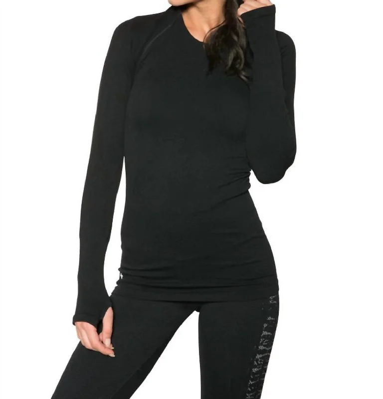 Women's Blouse with Mandarin CollarDrishti Hoodie In Black
