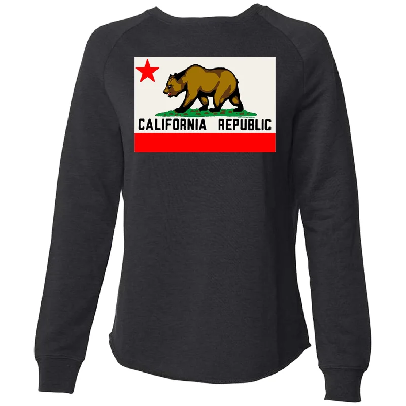Women's Blouse with Boat CollarCalifornia Republic Original Bear Flag Super Soft Crewneck Sweater Women's Blouse with Boat CollarCalifornia Republic Original Bear Flag Super Soft Crewneck Sweater