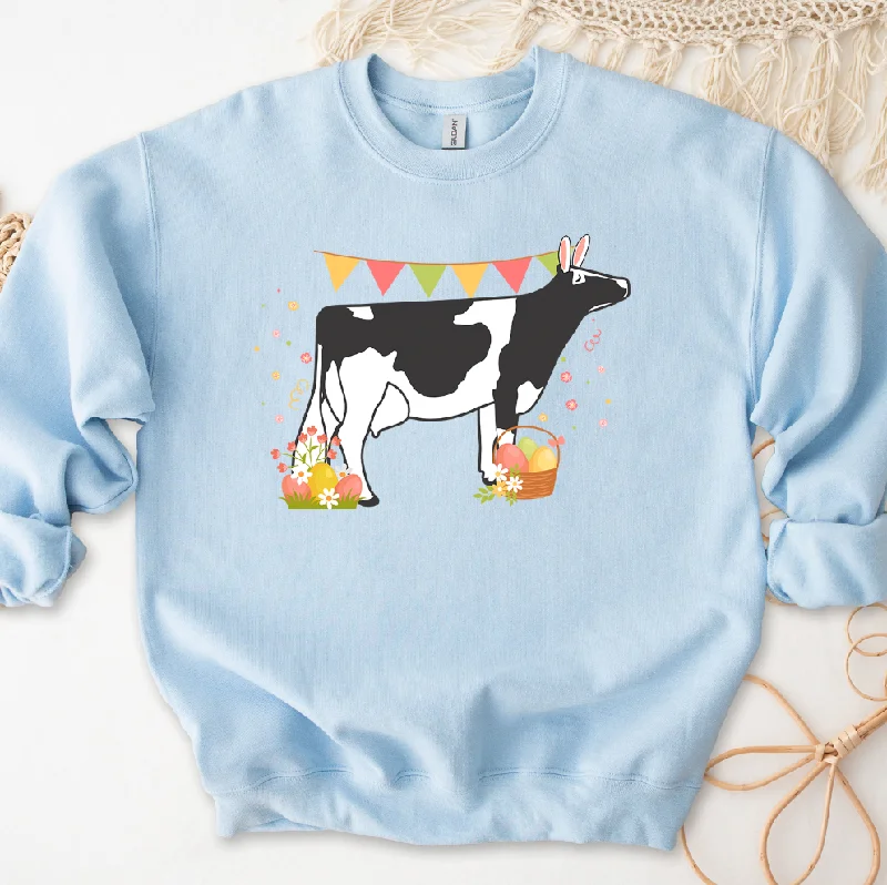 Women's Blouse with V-Shaped HemSpring Easter Dairy Cow Crewneck (S-3XL) - Multiple Colors!