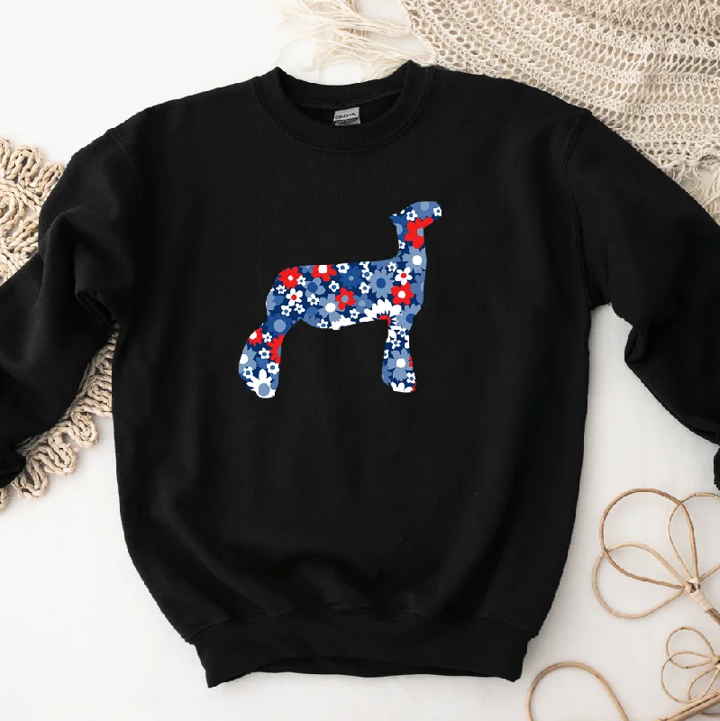 Women's Blouse for EveningPatriotic Floral Lamb Crewneck (S-3XL) - Multiple Colors!