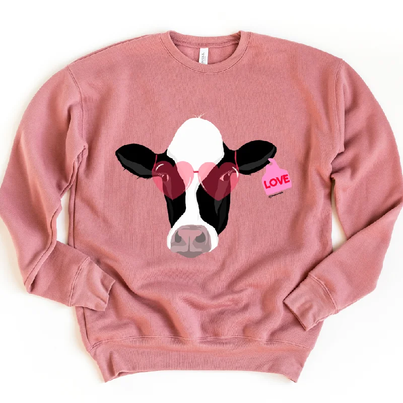 Women's Blouse with Sweetheart NeckLove Struck Dairy Cow Crewneck (S-3XL) - Multiple Colors!