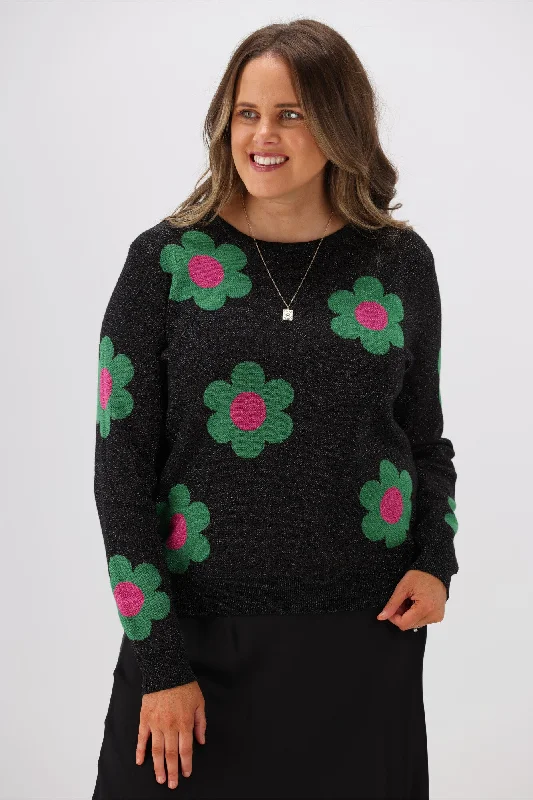 Women's Blouse for BusinessSugarhill Brighton Rowena Jumper Sparkle Flowers Black