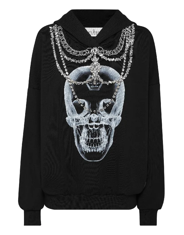 Women's Blouse with Wide CollarHoodie sweatshirt X-Ray with Crystals