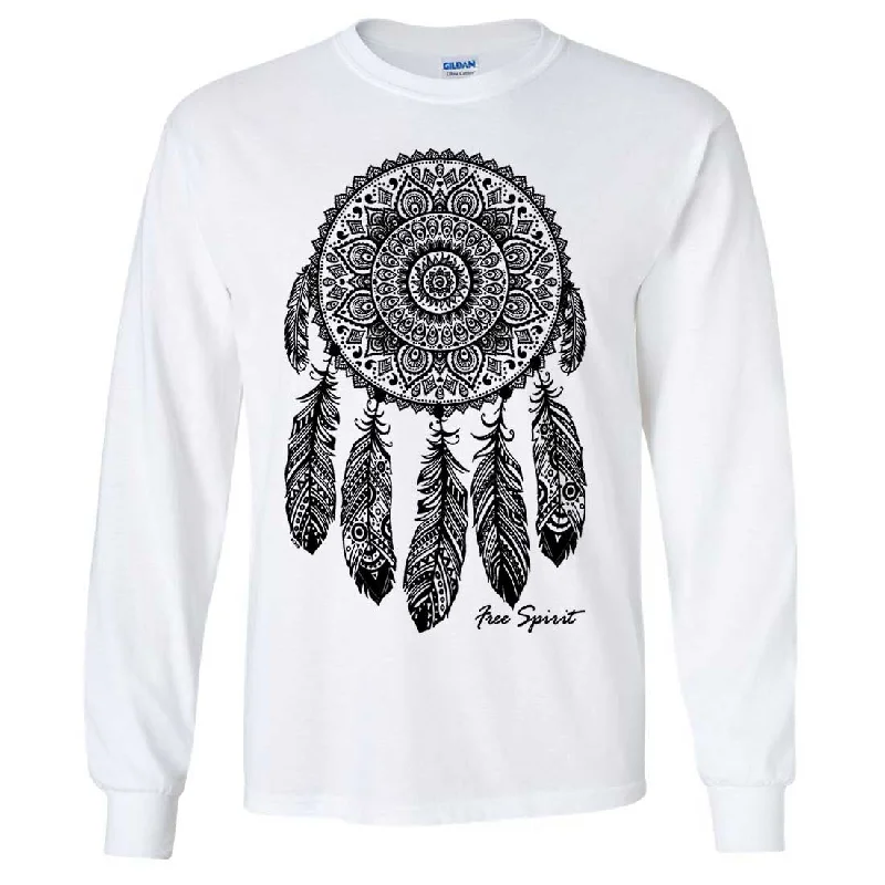 Women's Blouse with Narrow CollarNative American Dreamcatcher Free Spirit Black Long Sleeve Shirt Women's Blouse with Narrow CollarNative American Dreamcatcher Free Spirit Black Long Sleeve Shirt