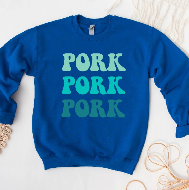 Women's Blouse with LaceFunky Pork Blue Crewneck (S-3XL) - Multiple Colors!