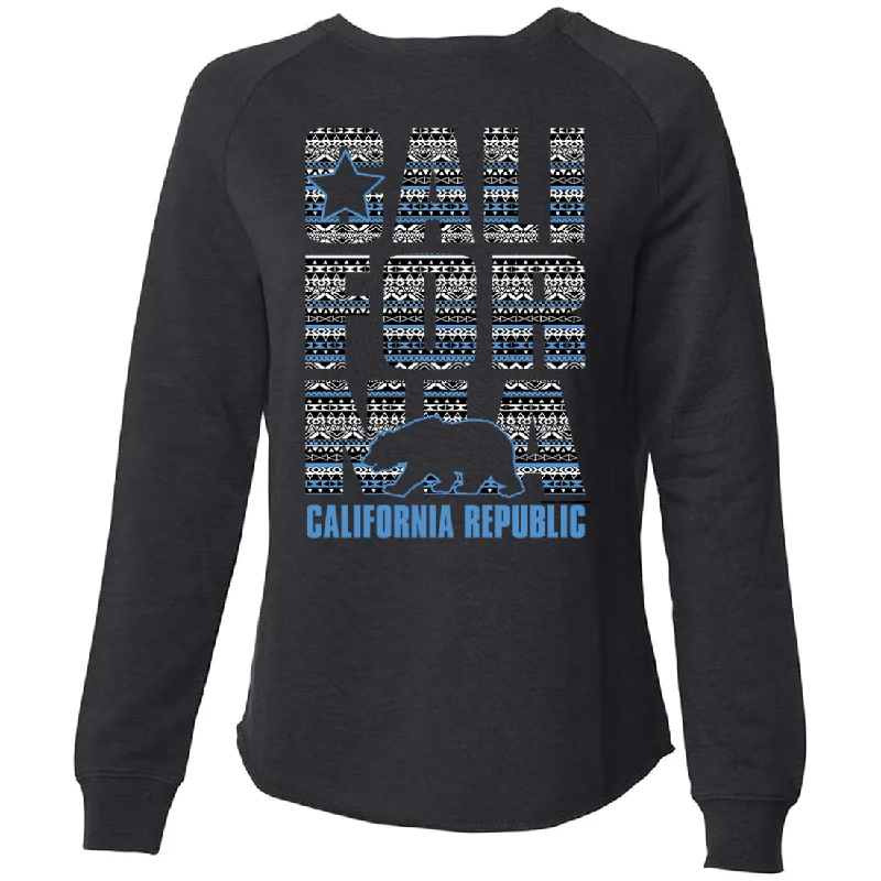 Women's Blouse with Square CollarCalifornia Republic Tribal Aztec Super Soft Crewneck Sweater Women's Blouse with Square CollarCalifornia Republic Tribal Aztec Super Soft Crewneck Sweater