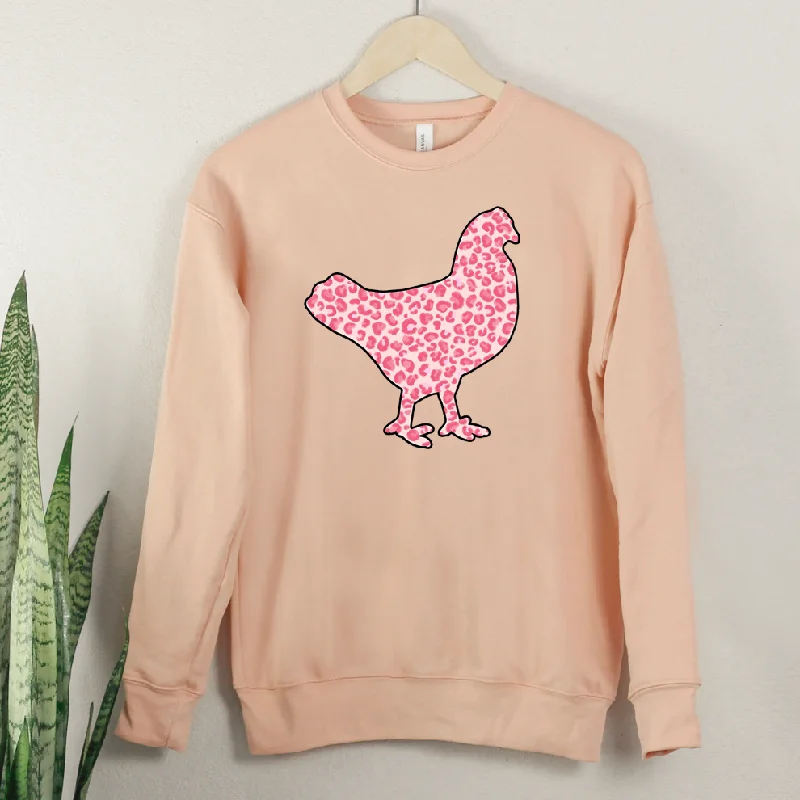 Women's Blouse with Square CollarPink Cheetah Chicken Crewneck (S-3XL) - Multiple Colors!