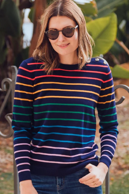 Women's Blouse with ZipperSugarhill Binkie Jumper Triple Stripe Navy