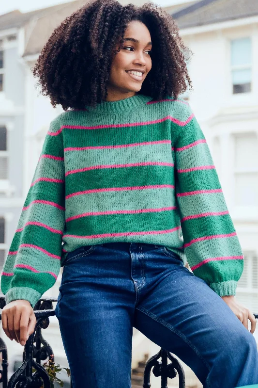 Women's Blouse with Shawl CollarSugarhill Brighton Essie Jumper Stripe Green Pink