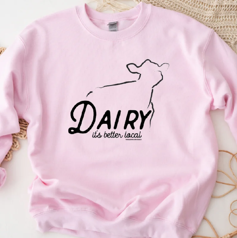 Women's Blouse with Rounded CollarDairy Cow It's Better Local Crewneck (S-3XL) - Multiple Colors!