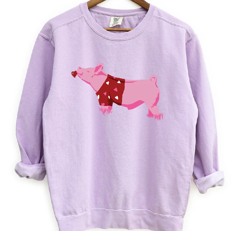 Women's Round-Neck BlouseValentine Sweater Pig Crewneck (S-3XL) - Multiple Colors!