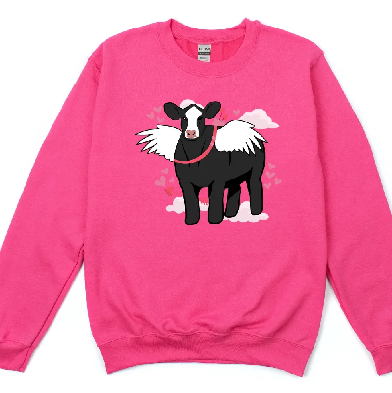 Women's Button-Up BlouseCupid Cow Crewneck (S-3XL) - Multiple Colors!