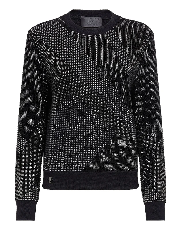 Women's Silk BlouseSweatshirt LS Full Crystal