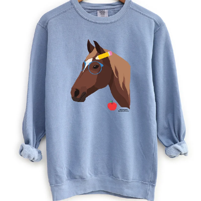 Women's Blouse with Collarless NeckNerdy Horse Crewneck (S-3XL) - Multiple Colors!