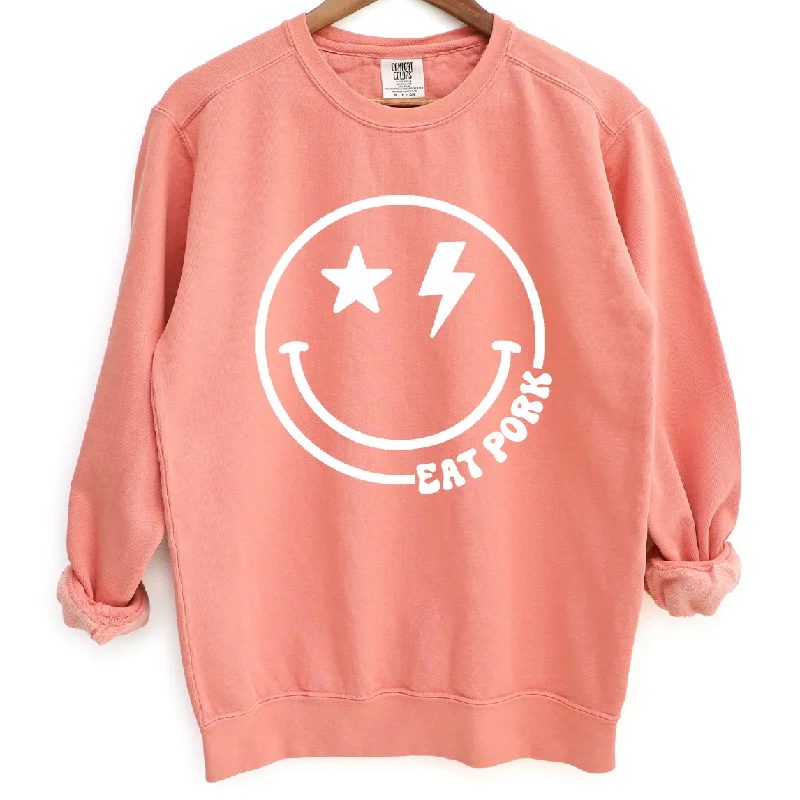 Women's Blouse for Casual WearSmile Eat Pork White Ink Crewneck (S-3XL) - Multiple Colors!
