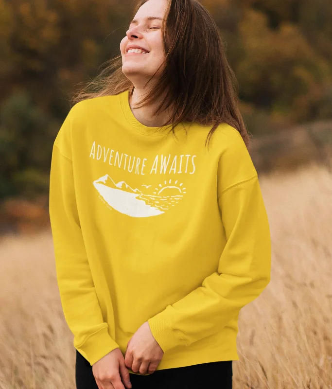 Women's Blouse with Mid-LengthAdventure Awaits Organic Cotton Sweatshirt