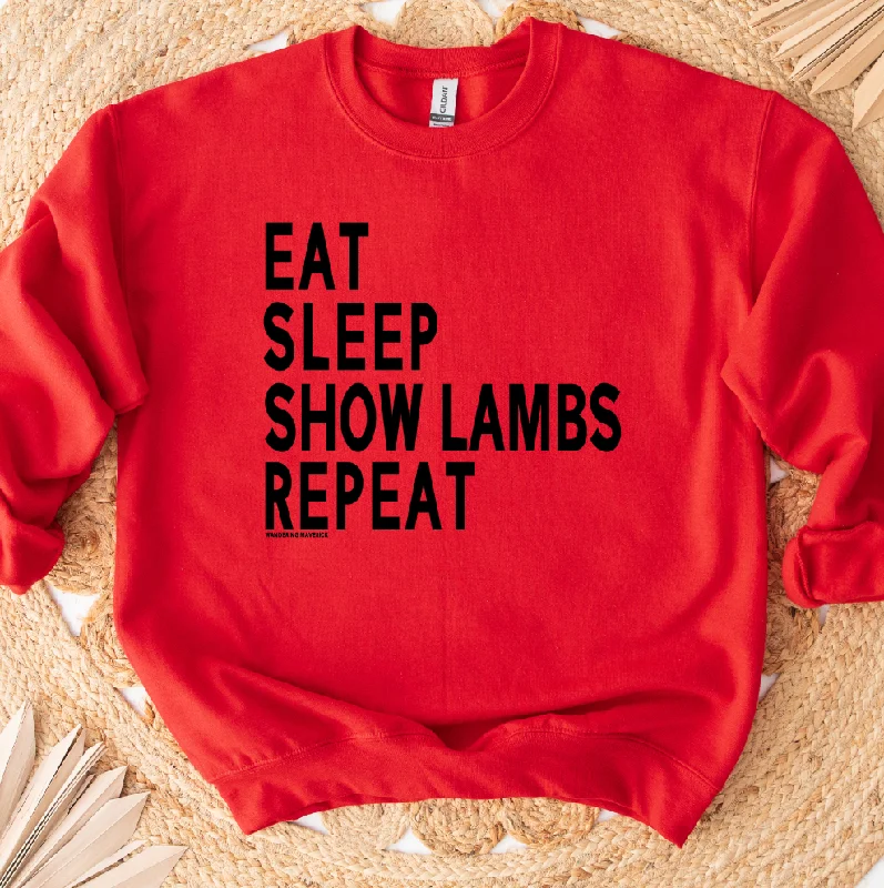 Women's Blouse for OfficeEat Sleep Show Lambs Repeat Crewneck (S-3XL) - Multiple Colors!