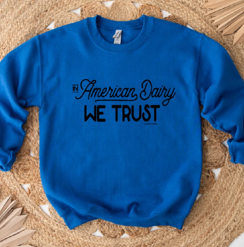 Women's Blouse with Shawl CollarIn American Dairy We Trust Crewneck (S-3XL) - Multiple Colors! Women's Blouse with Shawl CollarIn American Dairy We Trust Crewneck (S-3XL) - Multiple Colors!
