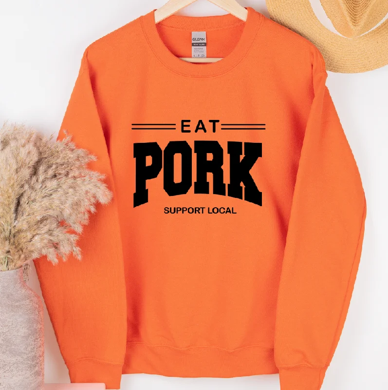 Women's Blouse with Narrow CollarEat Pork Support Local Black Ink Crewneck (S-3XL) - Multiple Colors! Women's Blouse with Narrow CollarEat Pork Support Local Black Ink Crewneck (S-3XL) - Multiple Colors!