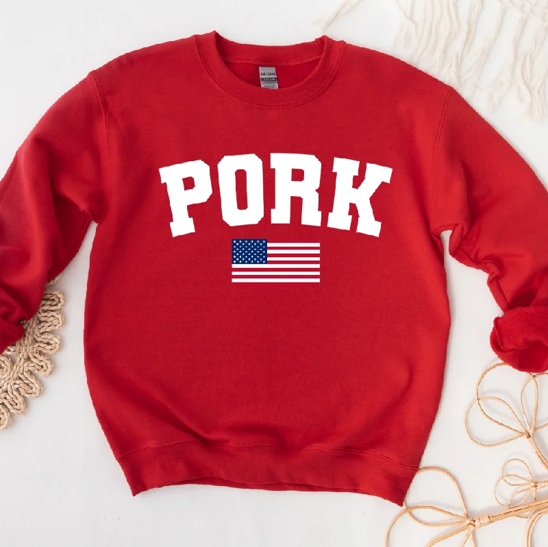 Women's Blouse with U-Shaped NeckPork Flag Crewneck (S-3XL) - Multiple Colors!