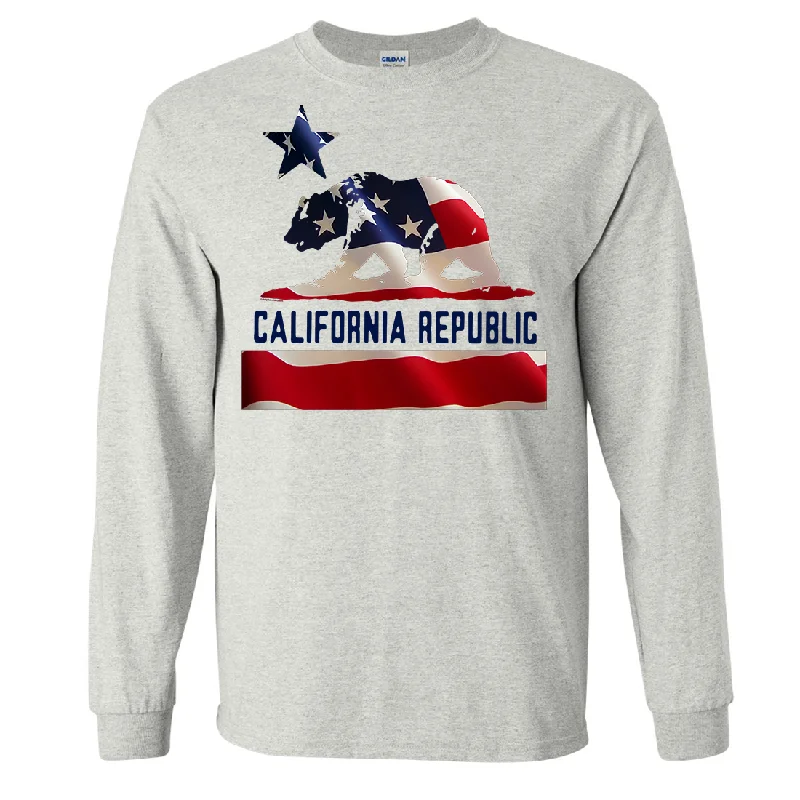 Women's Blouse with BeadsAmerican Bear Flag Long Sleeve Shirt