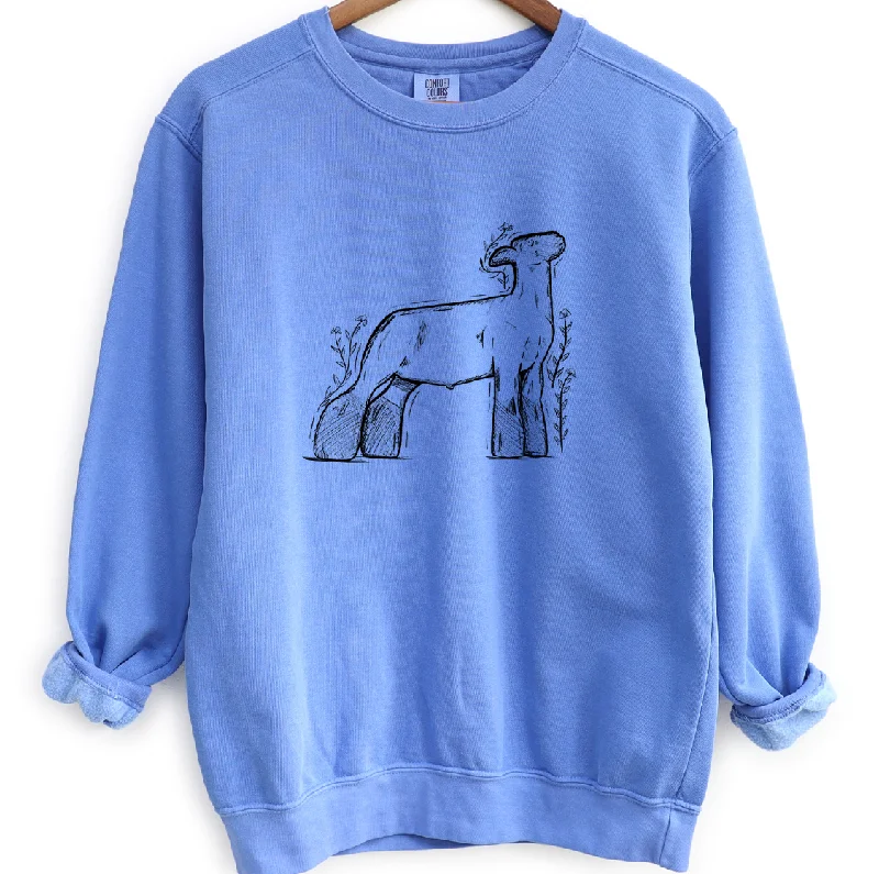 Women's Blouse with Collarless DesignFloral Sketch Lamb Crewneck (S-3XL) - Multiple Colors!
