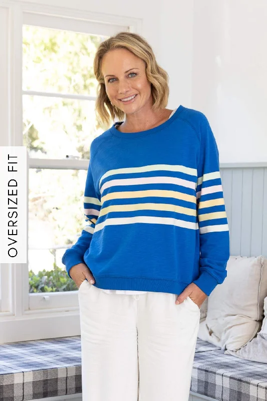 Women's Blouse for OfficeJovie The Label Forever Sweater Cobalt/Multi Stripes