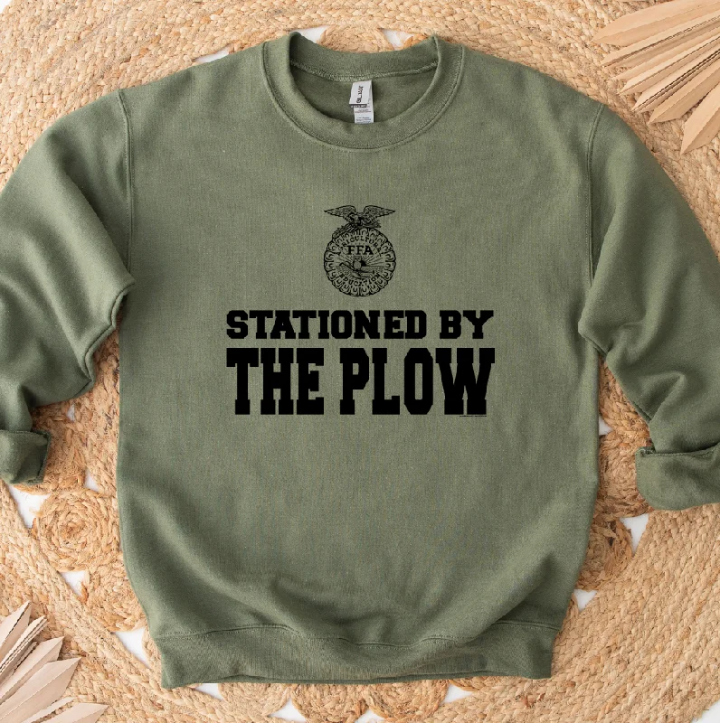 Women's Blouse with Keyhole CollarStationed By The Plow Crewneck (S-3XL) - Multiple Colors!