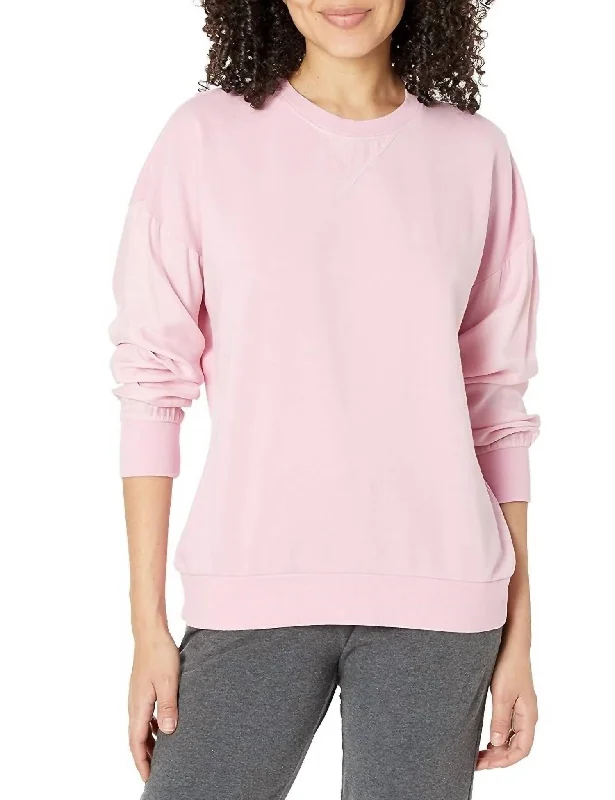 Women's Blouse with Collarless NeckBella's Ball Long Sleeve Pajama Shirt In Lilac Rose