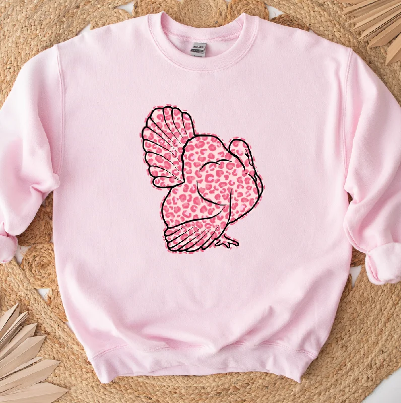 Women's Blouse with Square CollarPink Cheetah Turkey Crewneck (S-3XL) - Multiple Colors!