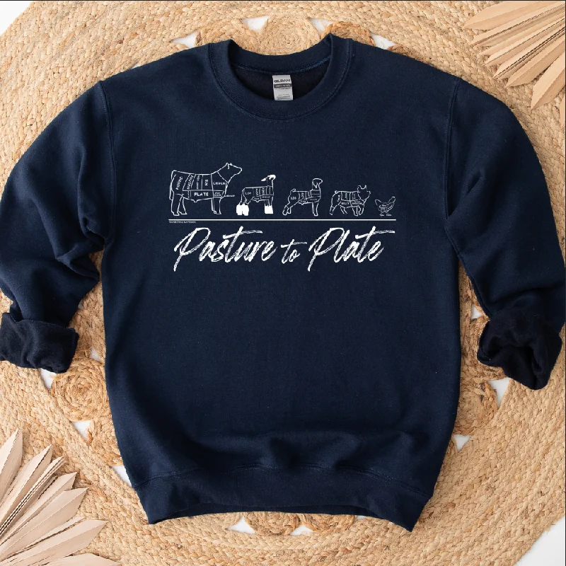 Women's Blouse with ShirringPasture to Plate WHITE INK Crewneck (S-3XL) - Multiple Colors!