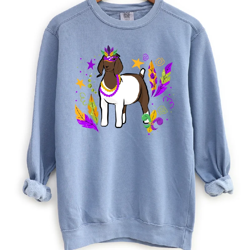 Women's Blouse with Rounded CollarGoat Mardi Gras Crewneck (S-3XL) - Multiple Colors!