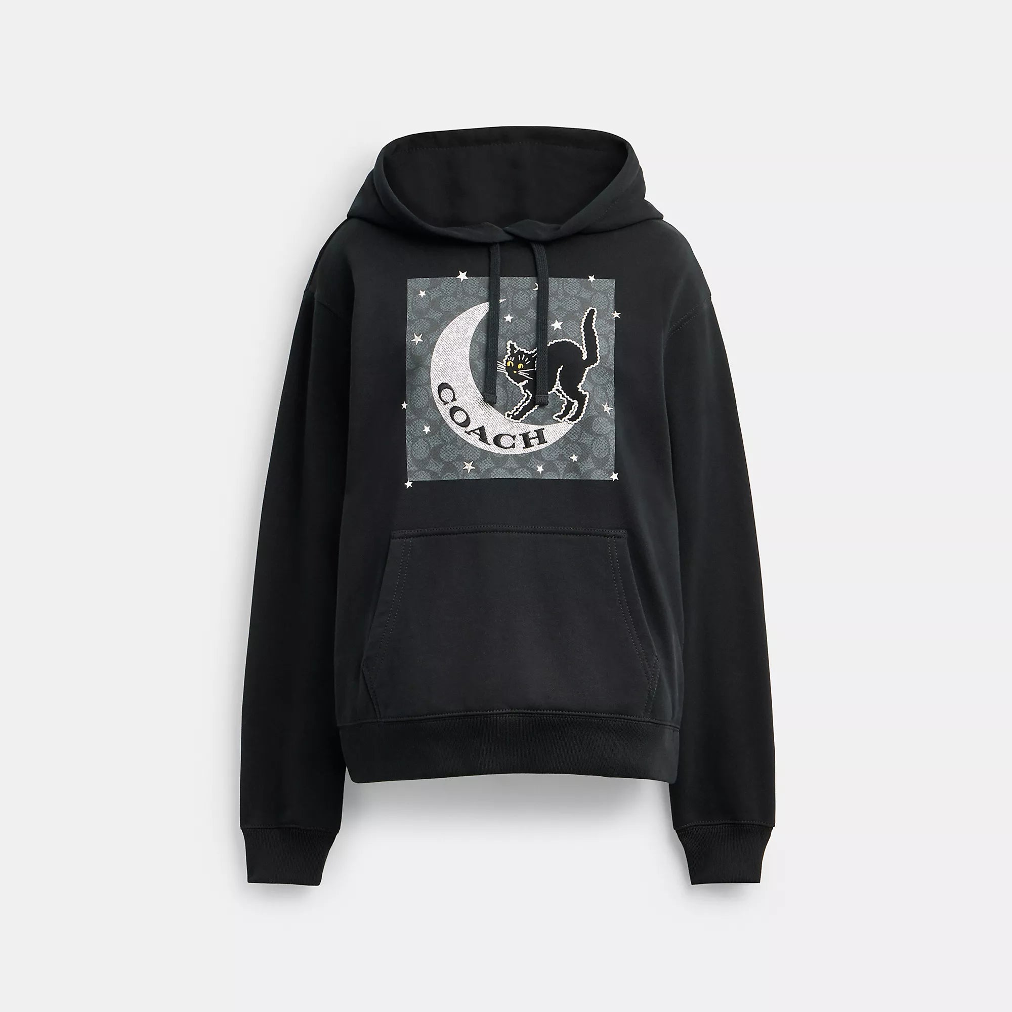 Women's Blouse with EmbroideryCoach Outlet Halloween Black Cat Moon Signature Square Hoodie