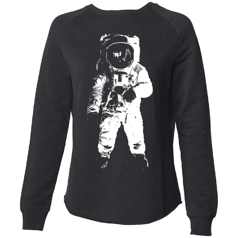 Women's Blouse with RufflesSpace Astronaut Man on The Moon Super Soft Crewneck Sweater