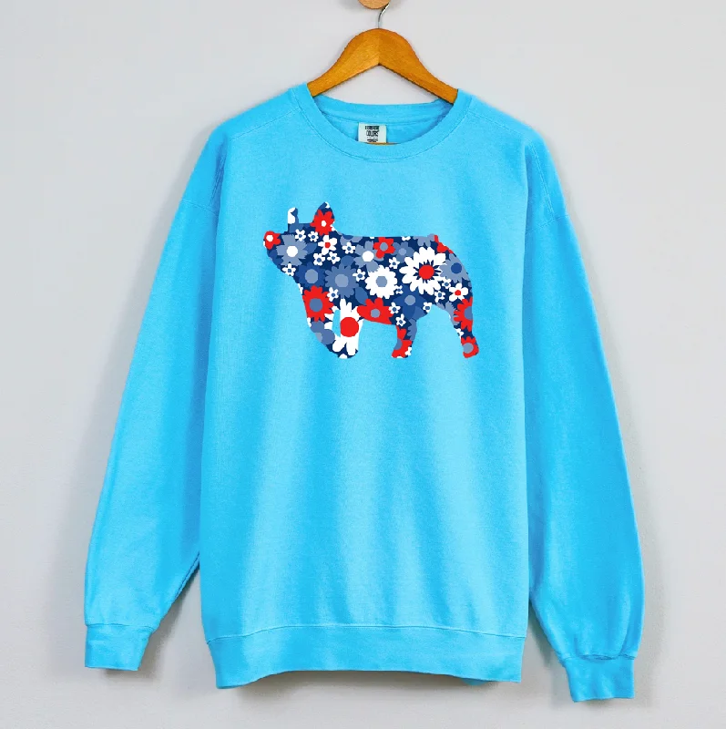 Women's Blouse with Sweetheart CollarPatriotic Daisy Pig Crewneck (S-3XL) - Multiple Colors! Women's Blouse with Sweetheart CollarPatriotic Daisy Pig Crewneck (S-3XL) - Multiple Colors!