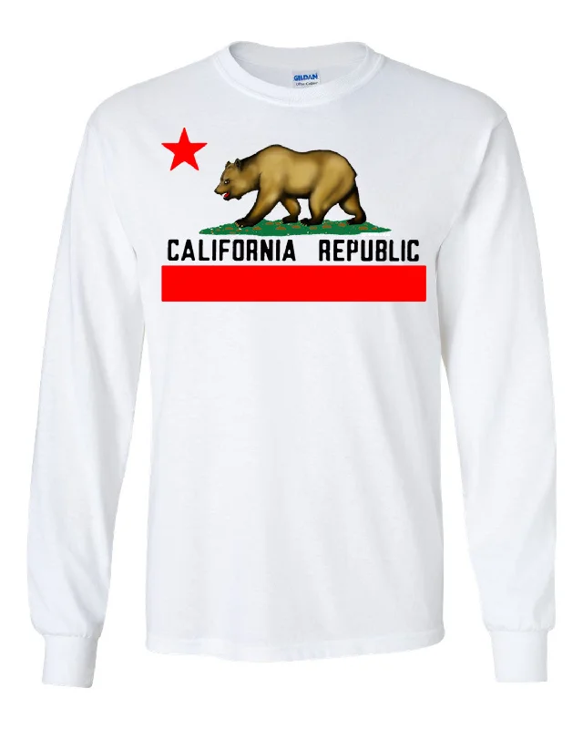 Women's Blouse with SequinsCalifornia State Flag - Borderless White Long Sleeve T-Shirt