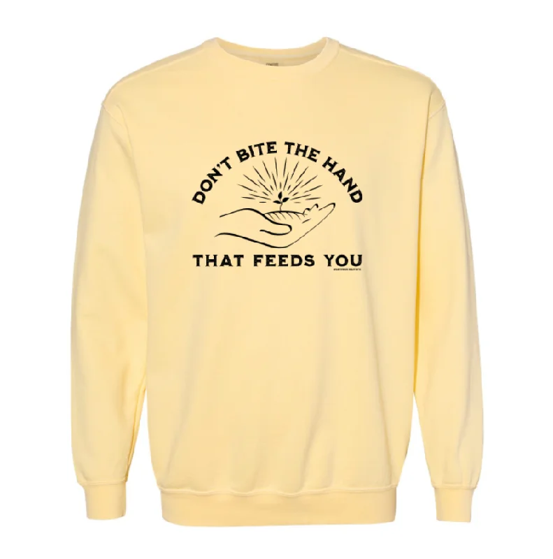Women's Blouse with Mandarin CollarDon't Bite The Hand That Feeds You Crewneck (S-3XL) - Multiple Colors! Women's Blouse with Mandarin CollarDon't Bite The Hand That Feeds You Crewneck (S-3XL) - Multiple Colors!
