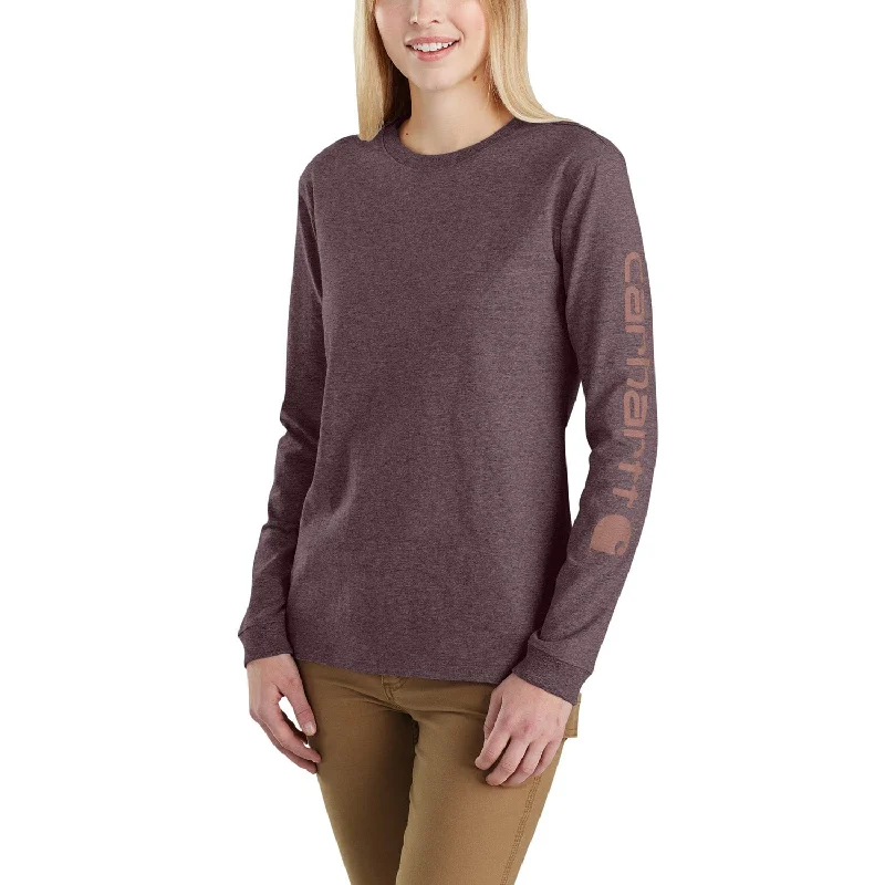 Women's Blouse with U-Shaped CollarCarhartt Women's Heavyweight Long Sleeve Logo T-Shirt_Blackberry Heather Women's Blouse with U-Shaped CollarCarhartt Women's Heavyweight Long Sleeve Logo T-Shirt_Blackberry Heather