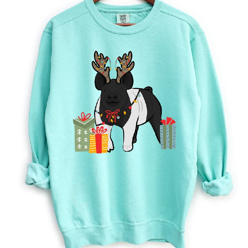 Women's Blouse with Sweetheart CollarReindeer Pig Crewneck (S-3XL) - Multiple Colors!