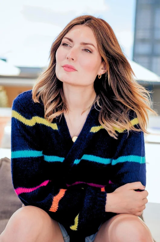 Women's Blouse with SequinsSugarhill Yvette Cardigan Bright Lines Navy