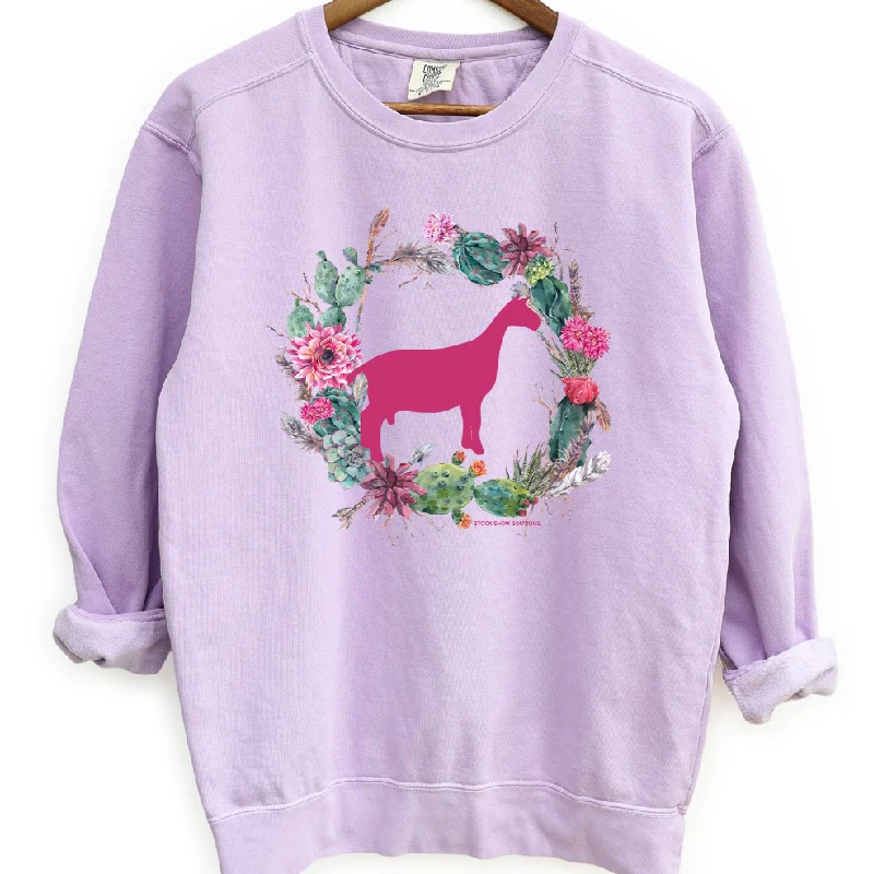 Women's Blouse for WeddingDairy Goat Cactus Wreath Crewneck (S-3XL) - Multiple Colors!
