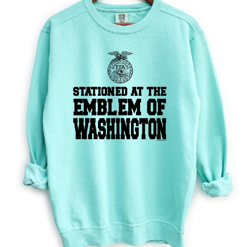 Women's Blouse with Sweetheart NeckStationed At The Emblem Of Washington Crewneck (S-3XL) - Multiple Colors! Women's Blouse with Sweetheart NeckStationed At The Emblem Of Washington Crewneck (S-3XL) - Multiple Colors!
