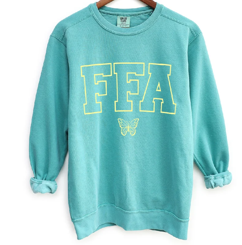 Women's Blouse with Keyhole CollarYellow Butterfly FFA Crewneck (S-3XL) - Multiple Colors!