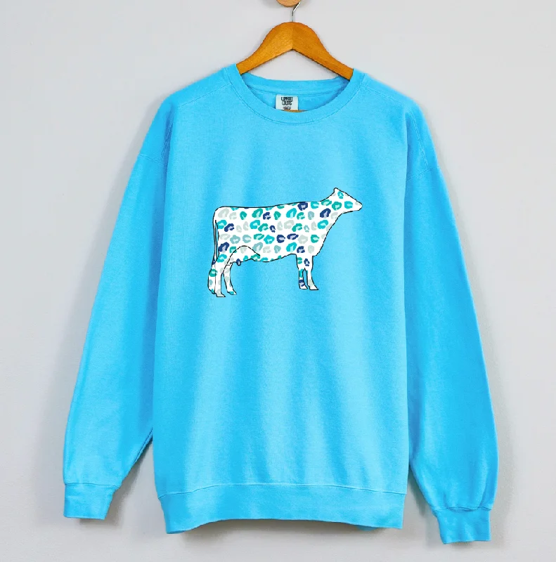Women's Blouse with Rounded CollarTurquoise Cheetah Dairy Cow Crewneck (S-3XL) - Multiple Colors! Women's Blouse with Rounded CollarTurquoise Cheetah Dairy Cow Crewneck (S-3XL) - Multiple Colors!