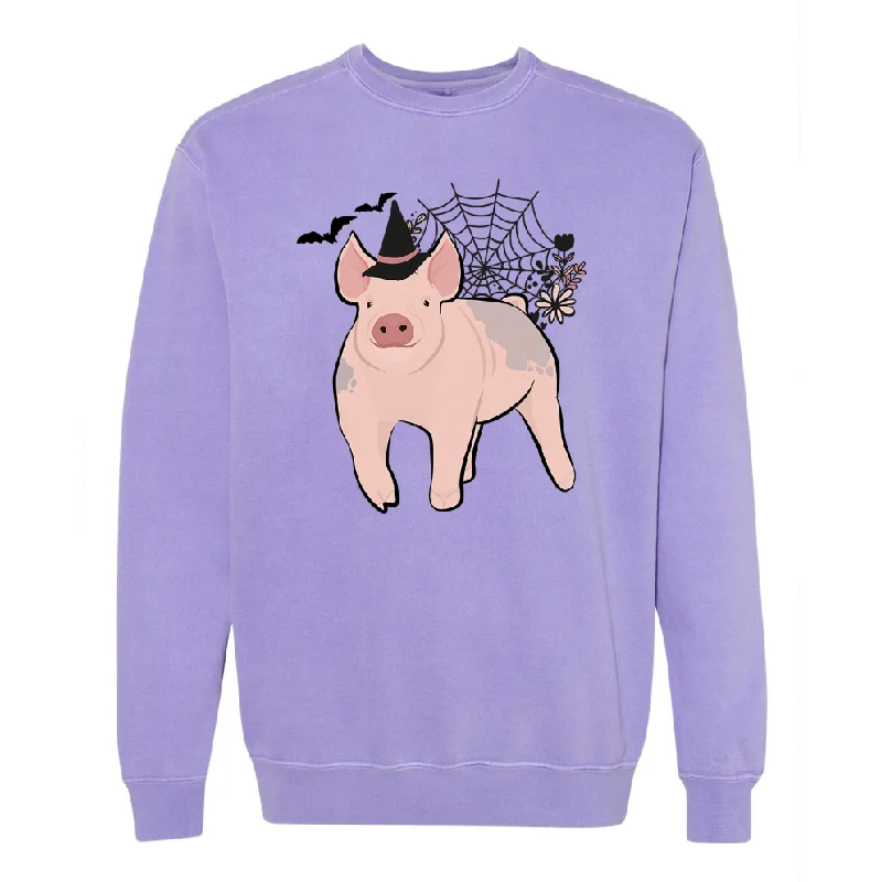 Women's Blouse with FrillsFloral Witch Pig Crewneck (S-3XL) - Multiple Colors!